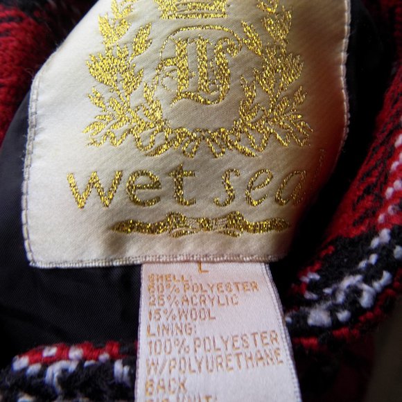 Wet Seal Plaid Checkered Tweed Bomber Jacket Red Black & White Size Large - Picture 4 of 4